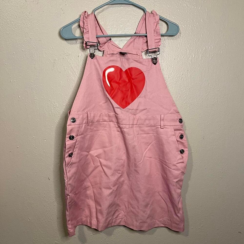 Shein pink heart overall dress